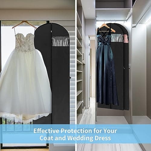 AZKEEGREY 5Pack 180cm Long Dress Covers Garment Bags Full Length, Black — view 5