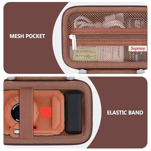 Supmay Carrying Case Compatible with Kodak PIXPRO WPZ2 Rugged Waterproof Shockproof Dustproof WiFi Digital Camera, Travel Case with Mesh Pocket fits USB Cable, SD Card, Battery, Charging Plug, Brown — view 5