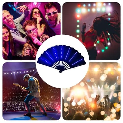 Light Up Rav-e Fan, Folding Handheld Fa-n, Light U-p Hand F-an, Led Handhe-ld, Portable With Light, L-ight Up Festival Folding, Travel Multipurpose Handheld Fa-n, Carnival Accessories — view 5