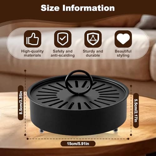 Portable Mosquito Coil Holder Stand with Handle & Lid, Spiral Metal Frame Mosquito Repellent Box, Non-Slip Base & Smoke Ventilation Design, Incense Holder for Indoor Outdoor Home Garden Camping Travel — view 5