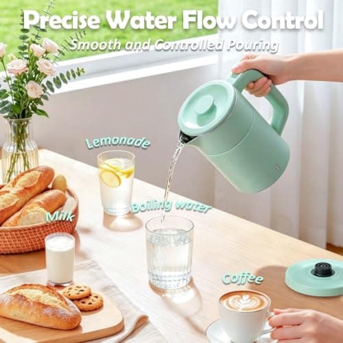 Tuehakny Small Electric Kettle 0.8L, 600W, 304 Stainless Steel Inner, Green — view 2