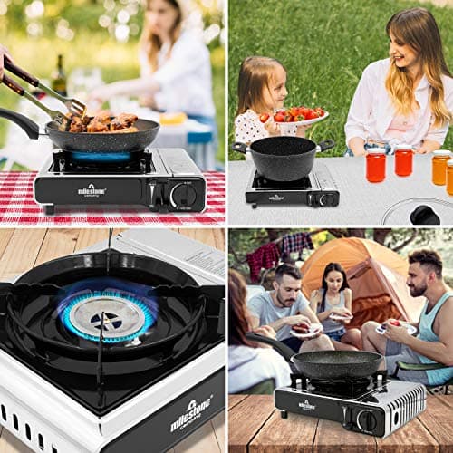 Milestone Camping 18949 Portable Gas Camping Stove with Carry Case/Gas Powered/Lightweight & Portable/Camping/Festivals/Fishing Trips, Grey — view 2