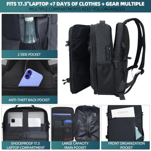 Dotop Vacuum Backpack 17 In Travel Bag 50L Expandable Air USB Port & Lock — view 3