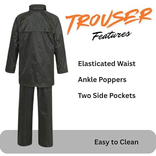 Unisex Waterproof Rain Suit Set – PVC Rain Jacket & Trousers for Men & Women | 2-Piece Lightweight Rainwear | Windproof, Packable Workwear Black S — view 4