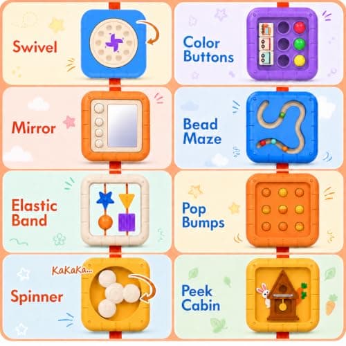 Kdoliti Busy Board for 1 Year Old,Activity Cube Plane Toy for 1 2 Year Old,Montessori Toy for 1 2 3 Year Old,Toddler Travel Toy,Toddler Plane Activity,Montessori Busy Board,Baby Toy for Girl Boy Gift — view 3