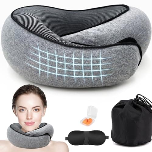 Anyangjia Wander Plus Travel Pillow, Memory Foam Travel Pillows for Airplanes Adjustable Flyhugz Neck Pillow Stowable U-Shaped Pillow for Airplane Travel