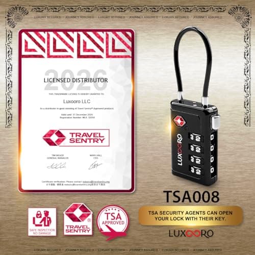 LUXOORO TSA Approved Luggage Lock with Alert Indicator, 4-Digit Resettable Combination, Durable Zinc Alloy Travel Lock for Suitcase, Backpack, Toolbox, Locker, All-Purpose, keyless – Black, Black 1 — view 3