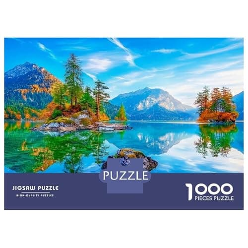 Mountain Cabin Scene 1000 Piece Jigsaw Puzzle Sustainable Paper for Family Kids Educational Brain Training Autumn Cabin Stream Deer Mental Stimulation Eco-Friendly Travel Game 52x38cm — view 2