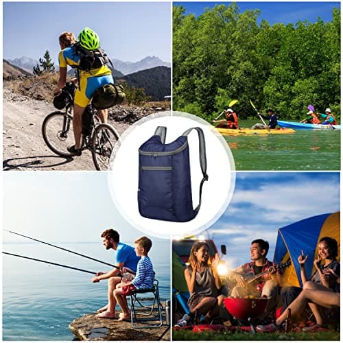 HuaJiao Foldable Backpack, Lightweight Water-Resistant Daypack, Dark Blue — view 6