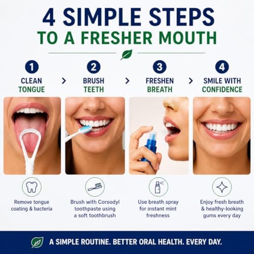 Oravida Fresh Breath & Gum Care Kit – Oral Hygiene Bundle with Tongue Cleaner, Corsodyl Toothpaste, Soft Toothbrush, Breath Spray & Travel Pouch — view 4