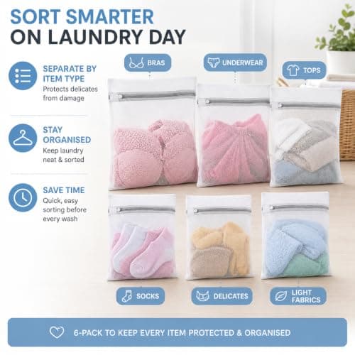 6 Pack Mesh Laundry Bags – 3 Small & 3 X-Small Wash Bags for Clothes — view 5