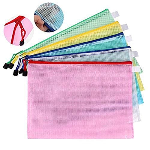 HOMEJIA 10Pcs A4 Size Durable Plastic Zip Wallets Folders Waterproof Mesh Document Bags School Stationery Organizer for Travel Packing — view 2