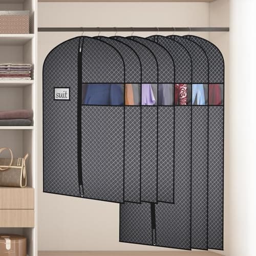 Univivi Garment Bag for Dresses, 60 inch Clothes Covers, 5 Pack, Black — view 5