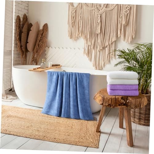 Alipis 5pcs Solid Colour Microfiber Bath Towels for Travel Fitness Use — view 3