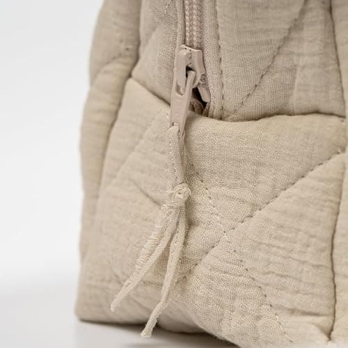 Es & Me Quilted Cotton Nappy Storage Bag, Toiletry Bag for Babies, 4 Styles (Sand) — view 4