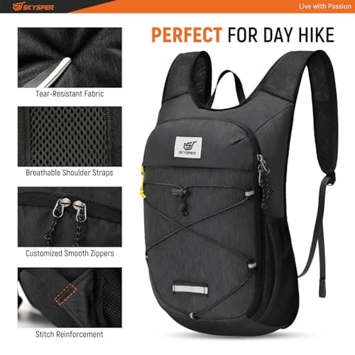 SKYSPER Foldable Hiking Backpack - 10L Small Lightweight Daypack Breathable Travel Backpacks for Men Women — view 3