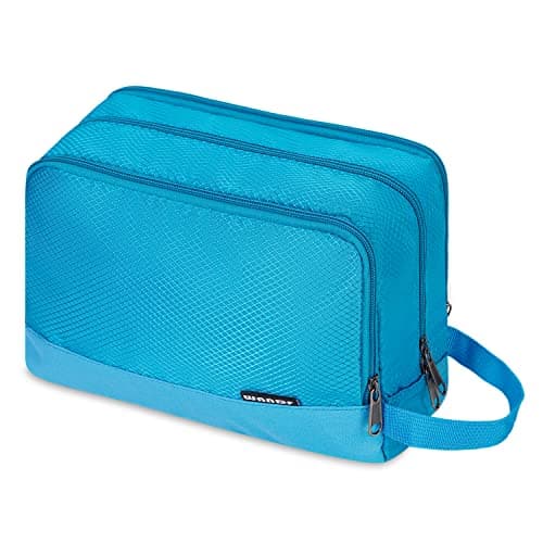 WANDF Toiletry Bag Water-Resistant Nylon Travel Wash Bag Lightweight Dopp Kit for Men and Women(A-Pure Blue)