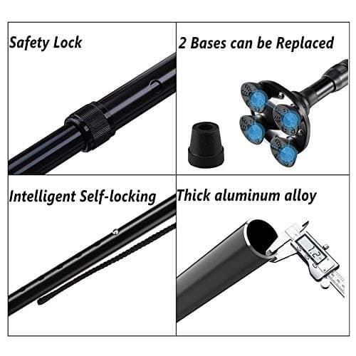 HUIMVNC LED Folding Walking Stick, Smart FM Radio Old Man Walking Stick Lighting Alarm Telescopic Musical Ultra Light Music Electronic Cane for Elderly,Crutches Times — view 6