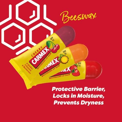 Carmex Minis Lip Balm Tube Set Cherry, Strawberry & Pineapple Mint Multipack With SPF 15 For Sun Protection Hydrating Lip Care with Cooling Relief for Hot Sunny Days (Pack Of 3) — view 4