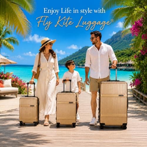 Fly Kite Luggage 24 Inch Medium Suitcase PC+ABS Hard Shell with Aluminium Trolley Handle Real TSA 3 Digit Secure Lock 360° Smooth Wheels Lightweight Suitcase Brown — view 6