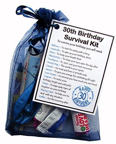 SMILE GIFTS UK 30th Birthday Survival Kit - Novelty gift for him BLUE Bag