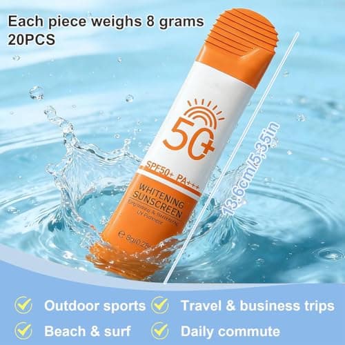 20 Pack Sunscreen SPF 50+, Mini Sun Cream for Face & Body, Travel Size Sunscreen Without White Cast, for Face & Body, Waterproof, Lightweight UV Protection for Daily Use, 8g per piecec — view 2