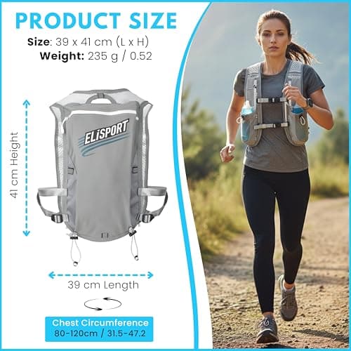 Running Vest Backpack - Lightweight Breathable Reflective Running Vest for Women & Men - Adjustable Straps of Hydration Vest Pack for Cycling & Running, Hiking Vest with 7 Pockets & 2 Water Bottles — view 5