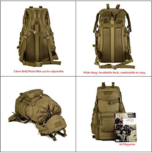 YUHAN Tactical Backpack, 60L Hiking Backpack Military Army Combat Rucksack MOLLE Trekking Rucksack Trekking Backpack Green — view 5