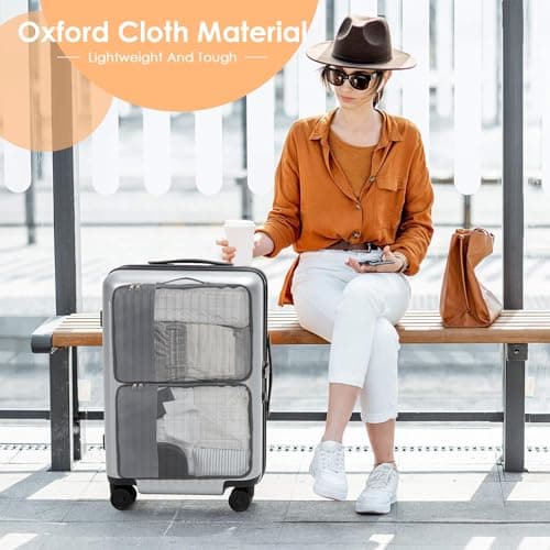 HAIJED 4 PCS Packing Cubes, Oxford Fabric Luggage Organisers for Suitcase, Travel Organiser Bags with Double Zipper Mesh Top, Travel Storage Bag for Clothes Shoes Toiletries — view 6