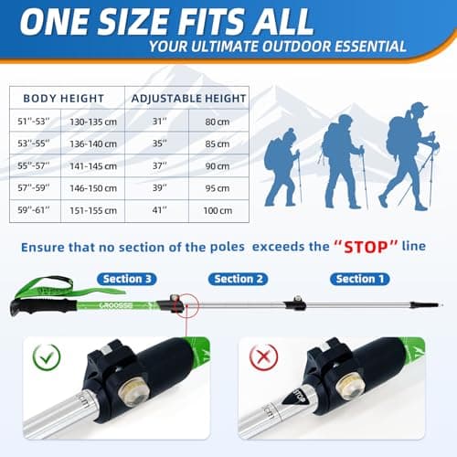 Adjustable Kids Hiking Poles for Trekking, Lightweight Walking Stick — view 6