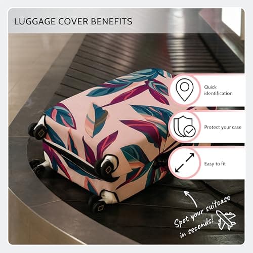 Periea Luggage Covers for Suitcases – Suitcase Cover – Premium Elasticated Material – Small, Medium, Large or Extra Large (Extra-large, Peach Leaves) — view 5