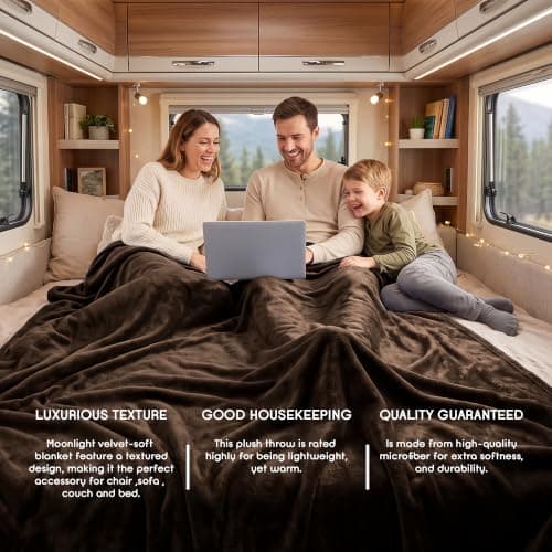 Aspire Homeware Coffee Brown Single Fleece Blanket Sofa Throw 130x150cm — view 2