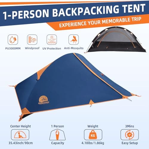 1 Man Backpacking Tent for Camping,Ultralight Waterproof Single-Pole Tent — view 2
