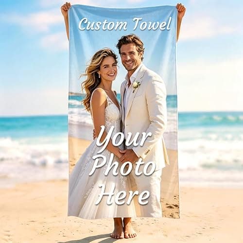 Rainsar Personalised Microfibre Beach Towel for Adults with Photo