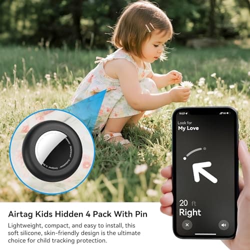 4 pack for Apple Airtag Holder kids,Waterproof for air tag holder with Invisible pin,Silicone for air tag. holder kid Hidden Inside Clothes,Backpack,pocket,luggage for Children Elderly — view 5
