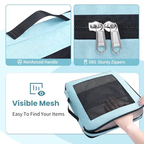 Prezon Compression Packing Cubes for Carry on Luggage, Full Open & Mesh Visible Design, 6 Set Expandable Travel Packing Organizer with Laundry Bag and Shoe bag for Vacation, Camping, Business — view 5