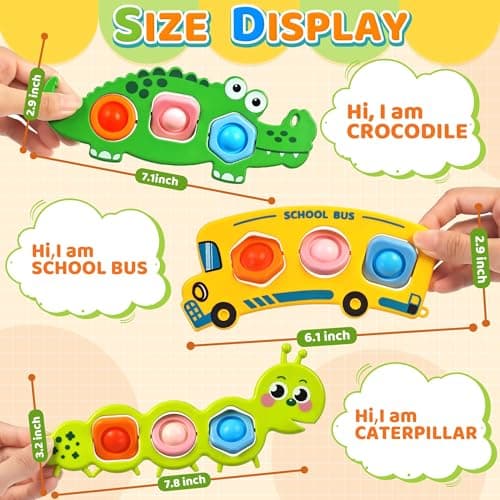 Bambebe 3PC Fidget Popper Sensory Toys, Pop It Toys for Toddlers Autism, Montessori Baby Toys for Airplane Travel Car, for 12+ Months 1 2 3 Year Old Boys & Girls — view 5