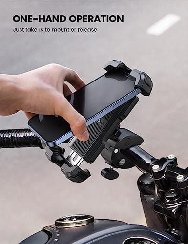 Lamicall Motorcycle Phone Holder Bike - Motorbike Phone Mount, Bike Phone Holder with Quick Release Handlebar Clamp for iPhone 17 16 15 14 Pro Max Plus Air, 13 12 11 Pro Max Mini, Xs, 4.7-6.8” Phone — view 2