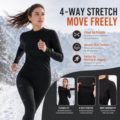 Innfttwo Womens Thermal Long Sleeve Top Women Gym Tops for Women UK for Ski Running Hiking Cycling,Black,M — view 4