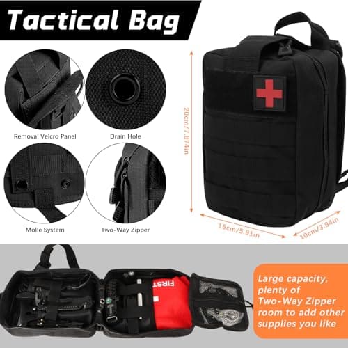 72 Pcs Outdoor Emergency Survival Kit with First Aid Set, Survival Gear with Rescue Blanket Compass Gifts for Men for Camping Adventure Walks — view 4