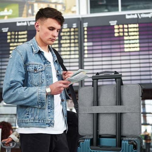 MicaYoung 14-15 Inch laptop Shoulder Messenger Bag Carrying Case Briefcase Slim Protective Computer Sleeve with Handle Strap Pocket for MacBook Acer ASUS HP Surface Dell Chromebook, Grey — view 6