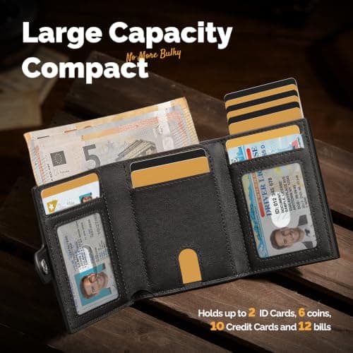 YESIIW Mens Wallets for Air tag, Pop up Men Card Wallet RFID Blocking, Slim Card Holder AirTag Wallet for Men, Smart Minimali — view 2