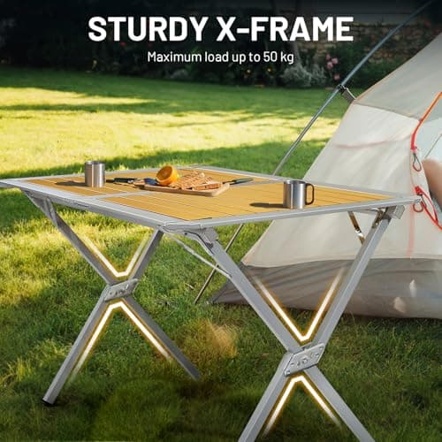 TIMBER RIDGE Camping Table That Fold Up Aluminium Roll Up 110x70cm — view 4
