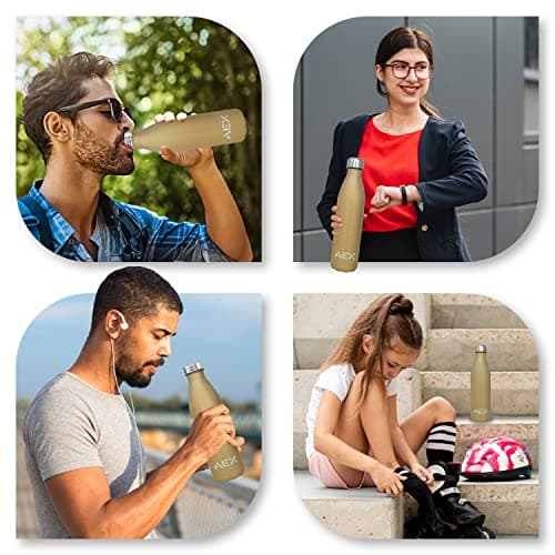 AEX Stainless Steel Vacuum Flask | Double Walled Insulated Bottle | 1000ml Gold Matt | Reusable Hot & Cold Drink — view 2