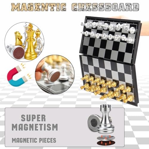 Xwin Sportseries Chess Board Game Set for Kids Adults with Magnet Case Pieces Gold & Silver, Travel Folding Chess Tournament Compact Educational Gift Toys for Kids 5+ Year Old Boys Girls — view 3