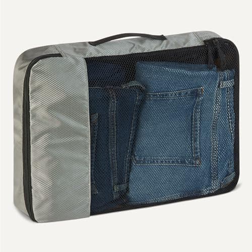 Amazon Essentials 4-Piece Packing Cubes Travel Accessories Set, Luggage Organiser with Double Zip, Mesh Top, 100% Polyester, Large, Grey (Previously Amazon Basics) — view 4