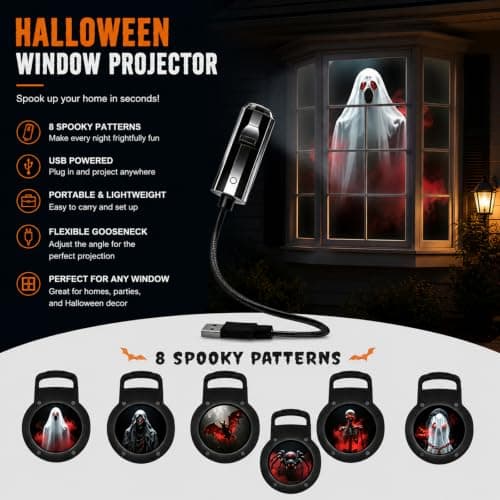 Halloween Window Projector, Plug and Play HD Star Projector，7PCS — view 4