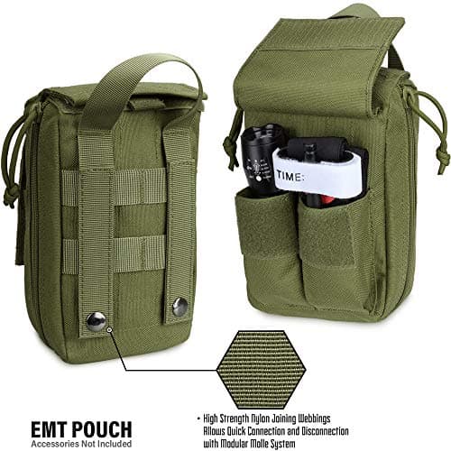WYNEX Tactical Rip Away First Aid Pouch, Laser-Cut Design Molle EMT Bag Survival IFAK Pouches Blow Out Emergency Medical Organizer Include Red Cross Patch — view 5