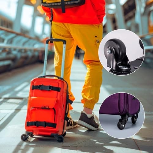 2 Pcs Suitcase Wheels Replacement, 50x18mm Luggage Wheels Replacement Wheel, Rubber Suitcase Luggage Swivel Caster Wheel arts Repair Kit, with 4 Axles, 4 Hex Screws, 4 Spacers, 1 Hex Wrench — view 5