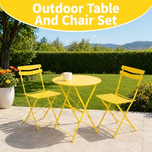 evergoods 3 Piece Gargen Table and Chairs Outdoor Folding Bistro Set — view 2